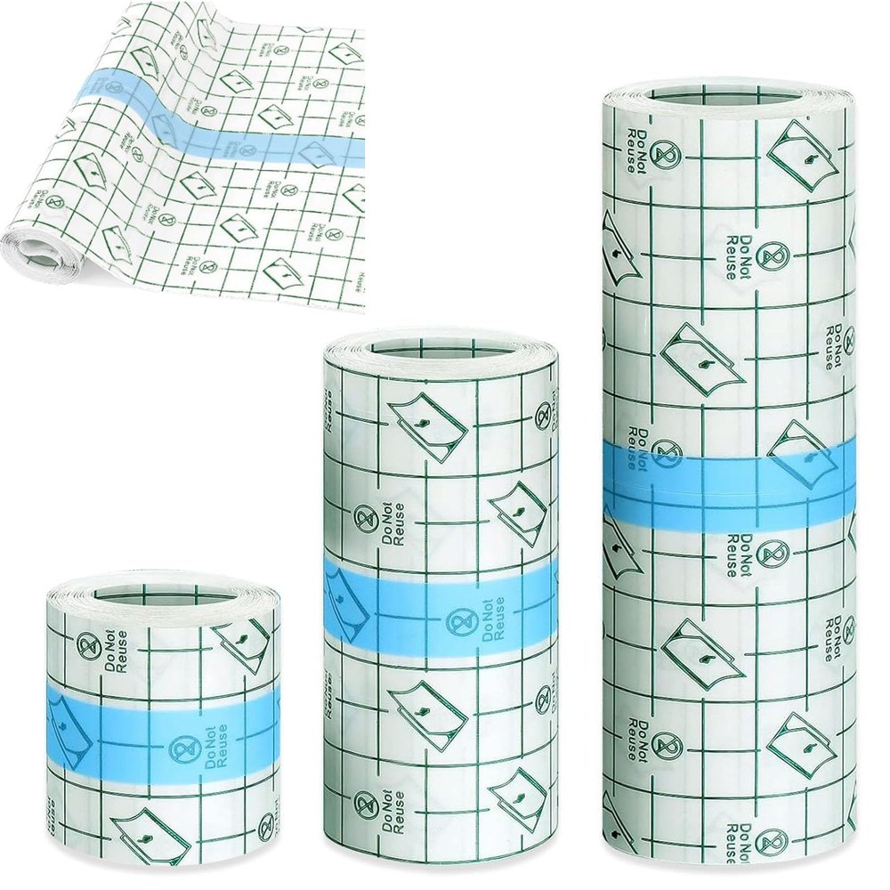 3 Rolls Second Skin Tattoo Cover 5M x5cm/10cm/15cm Transparant Stretch Adhesive Bandage Aftercare Waterproof Bandage for Protective Shield Wound Dressing Plastic Cover