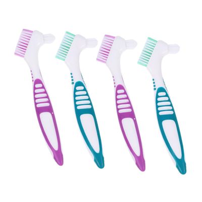 ERINGOGO Denture Brushes with Multi-Layered Bristles and Large Handle 4pcs Double Sided for Easy to Use Denture Cleaning Suitable for Gums