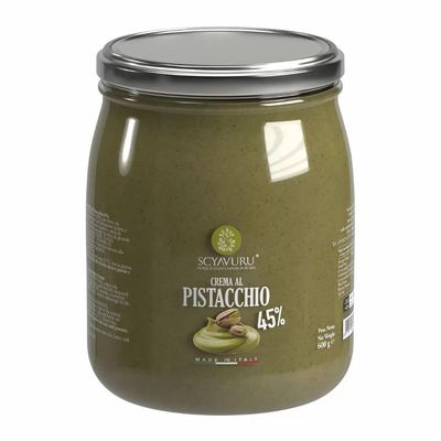 Scyavuru Pistachio Cream Spread 600g | 45% Italian Pistachio | Sweet & Savoury Spread | Ideal for Cakes, Desserts, Bread, Pasta & Salads | Vegetarian Nut Butter | Gluten Free