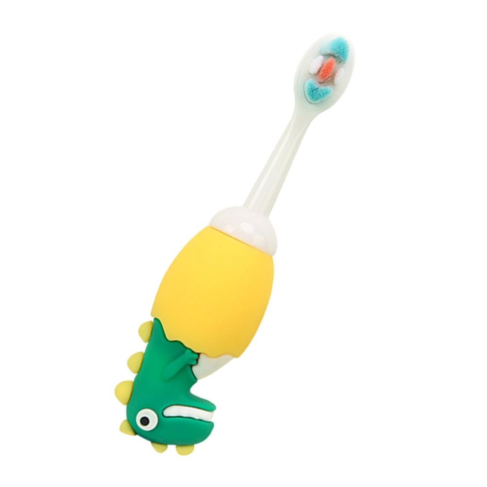 Hoement Dinosaur Toothbrush Soft Bristles Small Head Tongue Cleaner for Boys Portable Oral Gum Care Tool Random Color