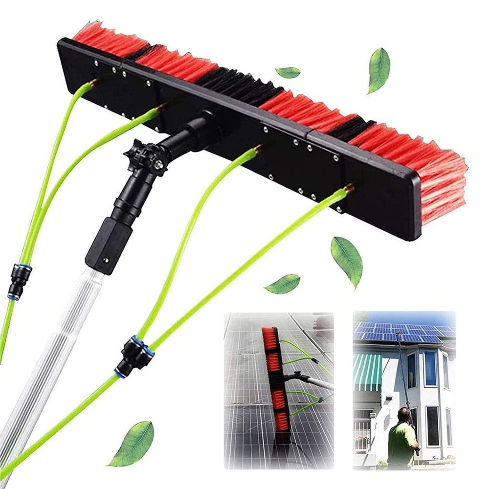 3-12m Telescopic Window Cleaning Pole with Water Fed Brush, Extendable Window Cleaner Kit for Solar Panels & Conservatory Roofs, 30cm Brush Head, 9m/29.52ft Reach