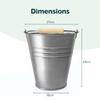 10 Litre Metal Bucket | Strong Heavy Duty Galvanized Rust Resistant Steel Bucket with Wooden Handle for Cleaning, 10L Garden Storage, Hot Ash, Garden Waste, Drink Cooler Buckets for Multipurpose Uses view 2