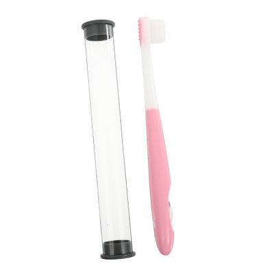 UPKOCH Soft Bristle Toothbrush with Non-Slip Handle and Storage Bucket for Ages Gentle Manual Brush for Fragile Gums Portable Cartoon Panda Design in Pink