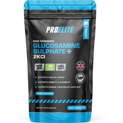 Glucosamine Sulphate 2KCl 180 Vegan Tablets High Strength Joint Support Supplement with Chondroitin, MSM & Vitamin C | Supports Healthy Joints, Mobility & Flexibility | Made in The UK by PROELITE