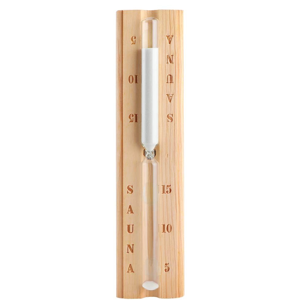 Cufaee Sauna Hourglass Sand Timer 15 Minute, Wooden Wall Mounted Rotating Sauna Sand Timer, Rotating Sand Clock Accessory for Sauna Spa Room