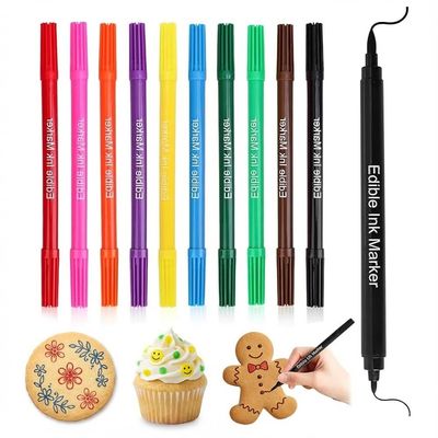 10Pack Food Coloring Pens, Colorful Edible Markers Fine and Thick Tip Foods Grade Gourmet Writers for DIY Fondant,Cakes, Cookies, Frosting, Baking Decorating Painting Drawing Writing Food Pens