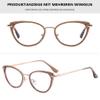 ALKAHE Cat Eye Blue Light Blocking Glasses for Women Metal Frame UV Protection Computer Reading Glasses Brown Frame Gold Arm Glasses 2.5 view 3