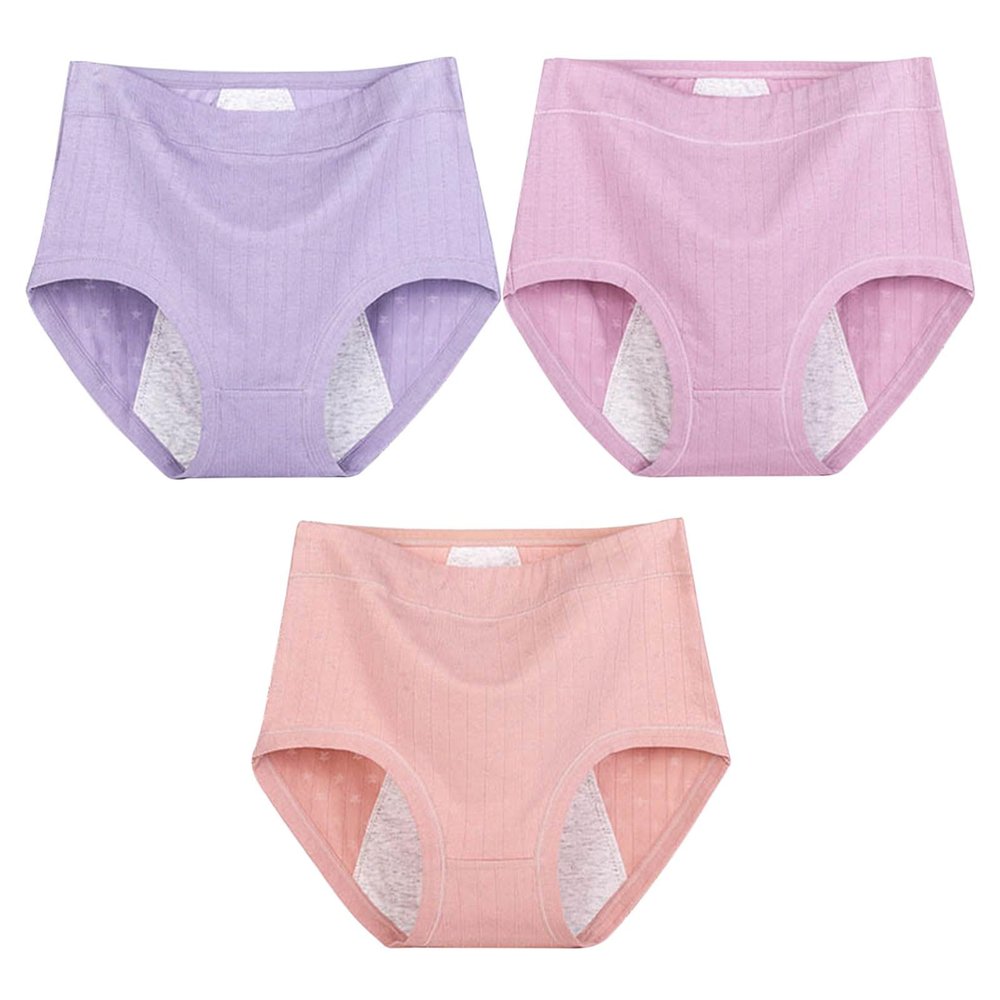 Generisch High Waist Large Size Cotton and Hygroscopic Menstrual Underwear High Waist Menstrual Pants Underwear Menstrual Anti Side Leakage Aunt Pants Cowboy Underwear, PP3, 5XL