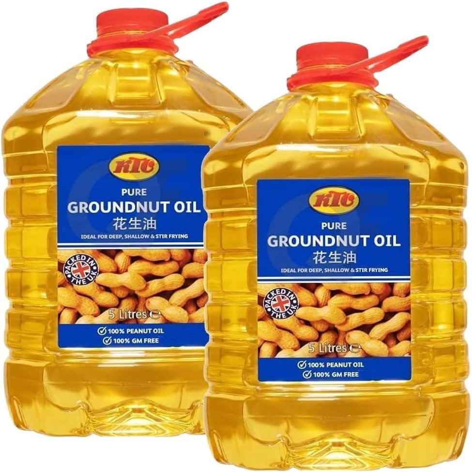 Groundnut Oil 5Ltr FromKTC Brand Cooking Oil Deep Or Shallow Frying, Vegan and Gluten-Free Product of India Pack of 2