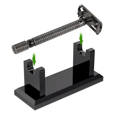 Genrico Razor Holder - Acrylic, 4x1.6x1.5in Toothbrush Holder Non-Slip Base | Compact Space-Saving Shaving Stand, Bathroom Organizer for razors, vanities, shower shelves, travel, daily grooming