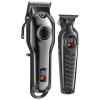 FreshCart Basics Hair Clippers Electric Retro Digital Display, Trimmer Professional Cordless Salon Use, Included Scissors, Combs, Attachments 8 Length, USB Charging and 2 Clippers, Black