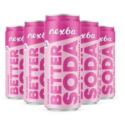 Nexba Plum Ginger Better Soda 330 ml Slim Cans (Pack of 12)