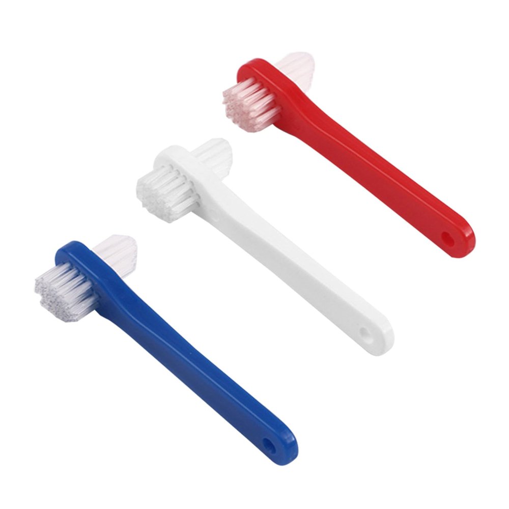 Alipis Dentures Toothbrush Set 3 Pieces with Sturdy Handle and Double-Sided Brush Heads, Designed for Retainers and Braces Cleaning at Home