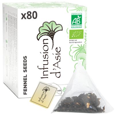 Khla - Organic Fennel Tea - 80 Pyramid Tea Bags - Dried Fennel Seeds - After-Meal Herbal Tea & Infusion - Digestion & Vitality - Hot or Iced - Anti-Bloating - Rich in Antioxidants - Origin Egypt