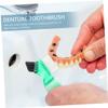 ibasenice 3Pcs Portable Mini Double-Sided Denture Brush for Home Cleaning Small Oral Care Accessory with Practical Design in Red Orange Green view 4