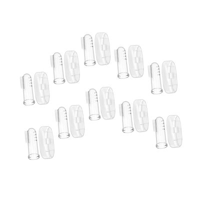 DECORNIJIA 10 Sets Finger Toothbrush with Storage Box Food-Grade Silicone Soft Bristles and Double-Sided Gum Massager for Newborn Oral Care and Teething Cleaning