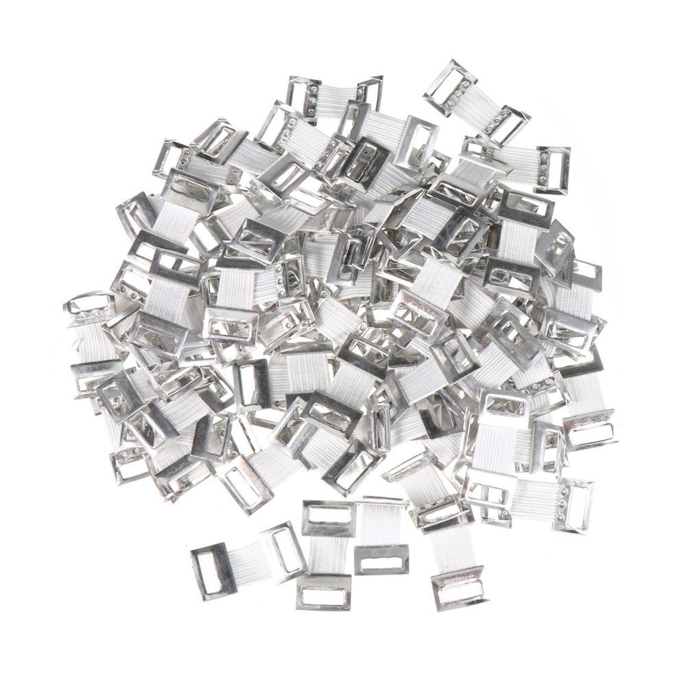 HONITANO Elastic Aluminum Buckles Hook Tape Buttons 100pcs White Bandage Fastening Clips for Wrapping and First Aid Use