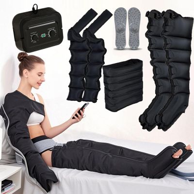6 Cavity Professional Lymphatic Drainage Massager, Electric Air Compression Massager for Circulation Arm, Waist, Foot, Ankle, Recovery Boots, Calf Massage Machine Pain Relax (6 Cavities 2 ar