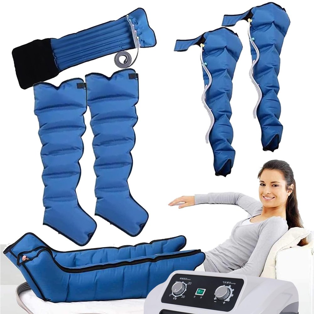 6 Cavity Electric Air Compression Massager Machine,Lymphatic Drainage Massager,Lymphedema Pump,Timed and Adjustable Pressure Pneumatic Air Circulation Massagers,Timed and Adjustable Pressure