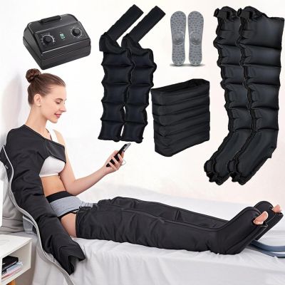 6 Cavity Electric for Lymphatic Drainage Foot Massager, Compression Boots, Full Body Relax Muscle Air Compression Massager for Circulation Arm Leg Waist Wraps Foot Ankles Calf, Pain Relax (6