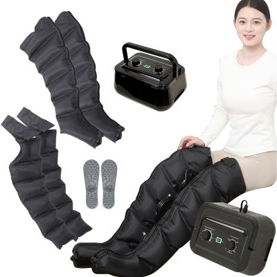 6 Cavity Pressotherapy Full Body and Lymphatic Drainage, Leg Massager Electric Air Compression Boots, Leg Wraps Massage Boots for Relief, Timer and Adjustable Pressure 0~240mmHg (Black 2 Arm