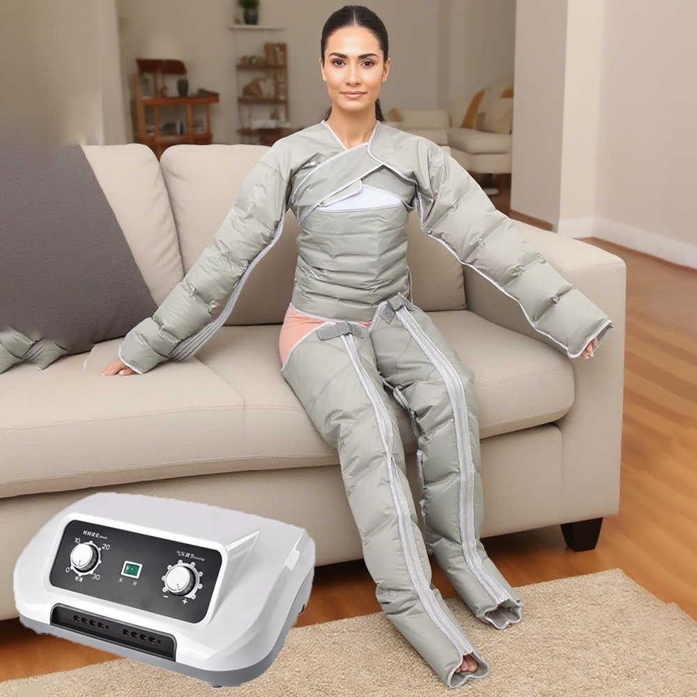 6-Cavity Air Compression Leg Massager Machine,Recovery System Compression Boots Leg Massagers,Pressotherapy Boots,Relaxing Foot,Waist Arm Wraps Foot Ankles Calf Massage Machine ((Machine+2 L