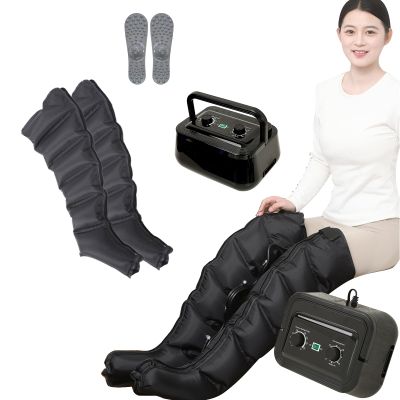 6 Cavity Pressotherapy Full Body and Lymphatic Drainage, Leg Massager Electric Air Compression Boots, Leg Wraps Massage Boots for Relief, Timer and Adjustable Pressure 0~240mmHg (Black 2 Leg