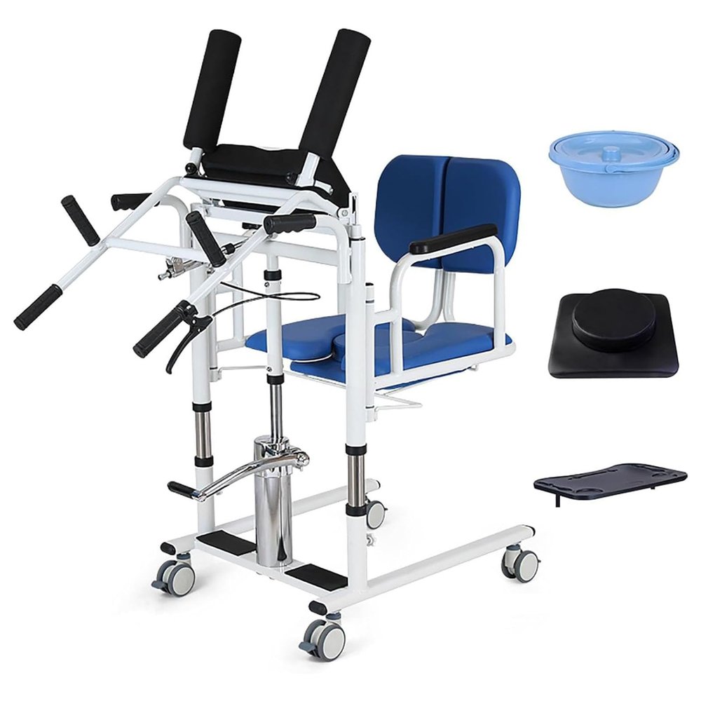 GNbow Hydraulic Patient Lift, Patient Transfer Booster Chair with Detachable Potty, Patient Lift Wheelchair Hydraulic Patient Lift with 180 Split Seat, Adjustable Lifting Height 41-65cm