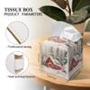 Grace Yonks Winter Tissue Box Cover Square, Red Cabin in Snow Forest Design Cube Case for Facial Tissues, 5.2" PU Leather. (092) view 2