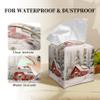 Grace Yonks Winter Tissue Box Cover Square, Red Cabin in Snow Forest Design Cube Case for Facial Tissues, 5.2" PU Leather. (092) view 3
