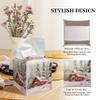 Grace Yonks Winter Tissue Box Cover Square, Red Cabin in Snow Forest Design Cube Case for Facial Tissues, 5.2" PU Leather. (092) view 4