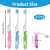 Alinw 3 Pcs Travel Toothbrush Set, Small Folding Portable Toothbrush Travel for Camping Hiking, Adults & Children (Pink + Blue+Green) view 2