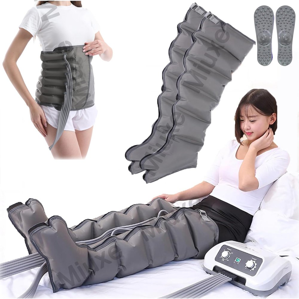 6 Cavity Lymphatic Drainage Massager Legs, Pressotherapy Air Compression Recovery System, Pneumatic Leg Wrap Pressure Machine, Sequential Compression for Circulation Improvement & Fast Recov