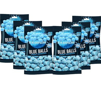 Blue Raspberry Bon Bons Sweets Bag 110g - Chewy Bonbons Blue Balls - tng (6 x Bags)