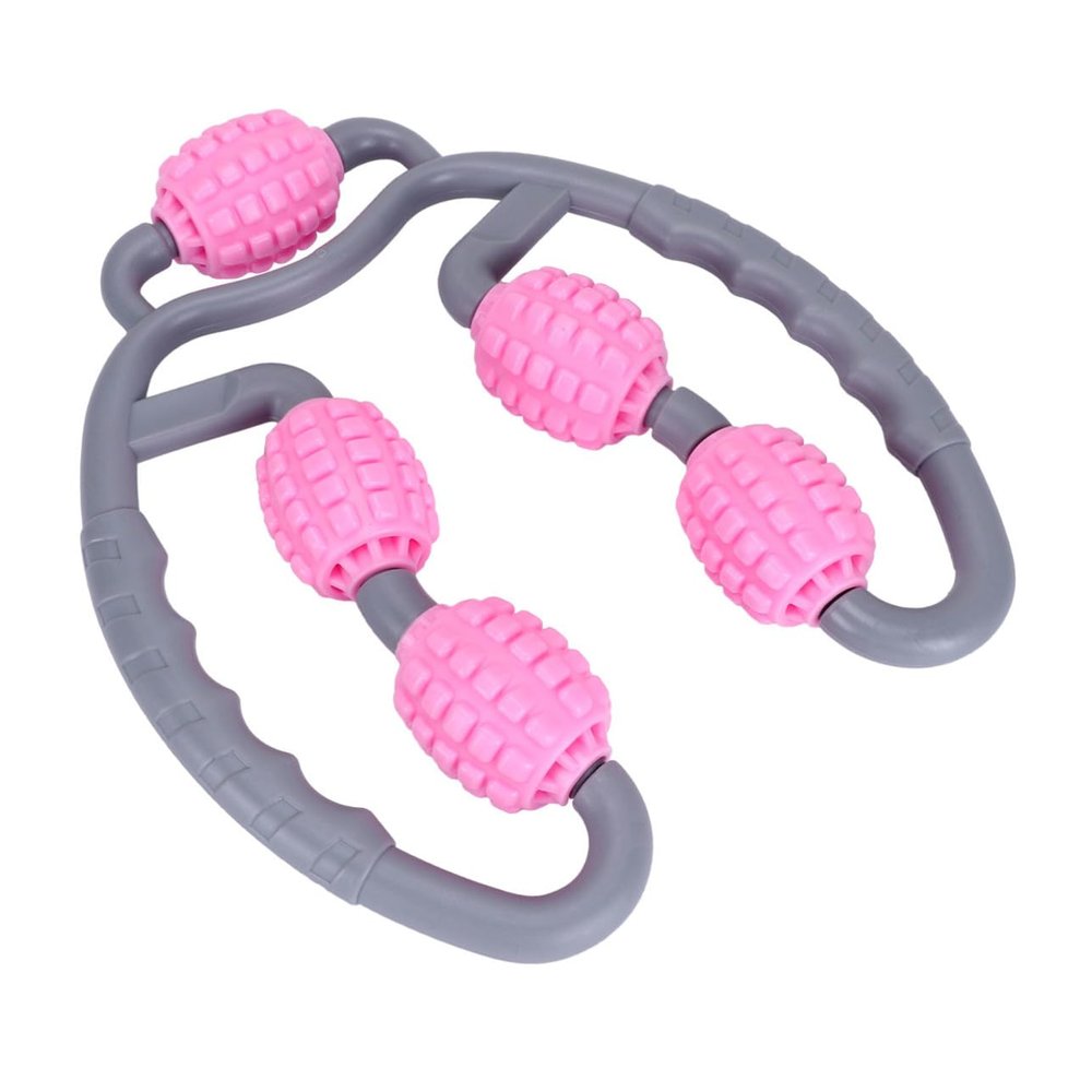 ELAYARD Multi-Function Leg Massager Roller with Adjustable Muscle Relaxer for Slimming and Fitness Ergonomic Non-Slip Handle Clamp for Legs Shoulders Neck Arms Pink Random Color
