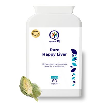 Pure Happy Liver Function Supplement with Choline, Biotin, Aged Black Garlic, Artichoke, Turmeric, N-Acetyl L-Cysteine & More for Digestion | 60 Vegan Friendly Capsules | Made in the UK