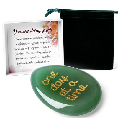 GUJOXILA Green Aventurine Worry Stone Healing Crystals for Anxiety Relief