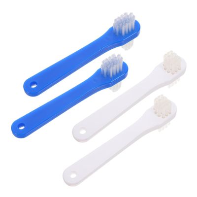 Abaodam 4pcs Adult Toothbrush Double-Head Small Denture Cleaning Brush for Home Oral Hygiene