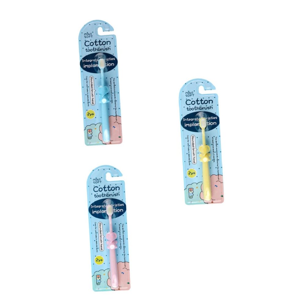Abaodam Manual Toothbrushes Comfortable to Hold and Gentle on Gums 3pcs with Soft Bristles Cartoon Elephant Shape Boys and Girls Oral Care for Children Aged 2-8 Years