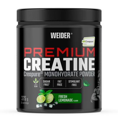 Weider Premium Creatine (375g) Fresh Mint Lemonade Flavour, Creatine Monohydrate 100% Creapure Quality, No Added Suger, Vegan, Helps to Increase Physical Performance (75 Servings)