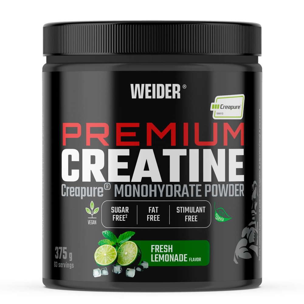 Weider Premium Creatine (375g) Fresh Mint Lemonade Flavour, Creatine Monohydrate 100% Creapure Quality, No Added Suger, Vegan, Helps to Increase Physical Performance (75 Servings)