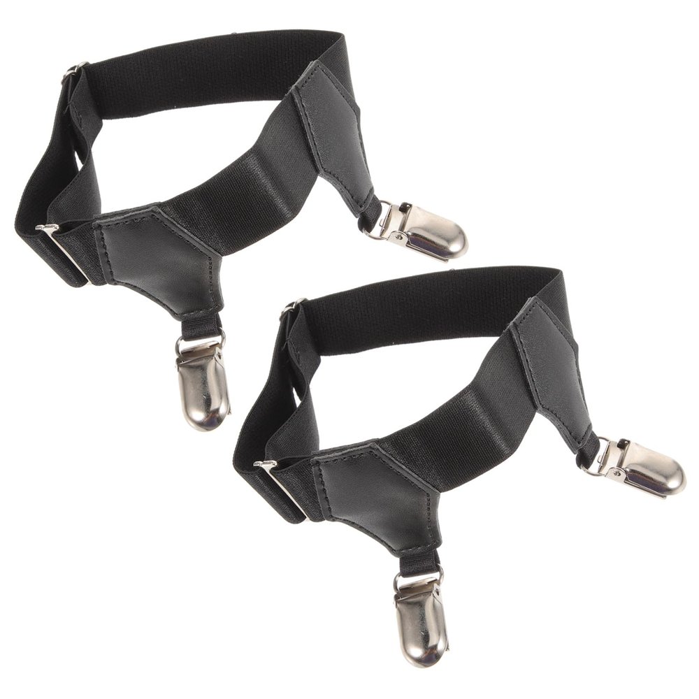 HANABASS 2pcs Adjustable Sock Keeper Non Slip Garter Strap Black