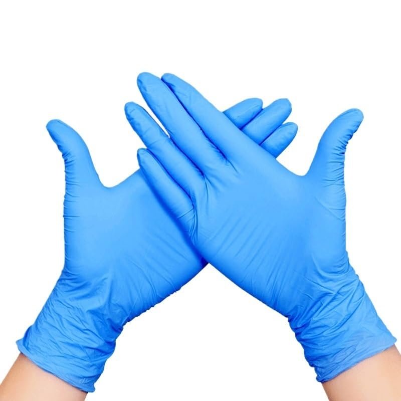 PBHOVIITG 90/60/30PCS Disposable Blue Gloves Waterproof Cleaning Suitable For Kitchen Hairdressing Beaut Tattoo(Blue30PCS,M)