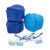 HANABASS 3 Sets Denture Soaking Case with Soft Bristle Brushes Leakproof Storage Box for Cleaning and Soaking False Teeth Compact Travel-Friendly Ventilated Denture Care Kit view 1