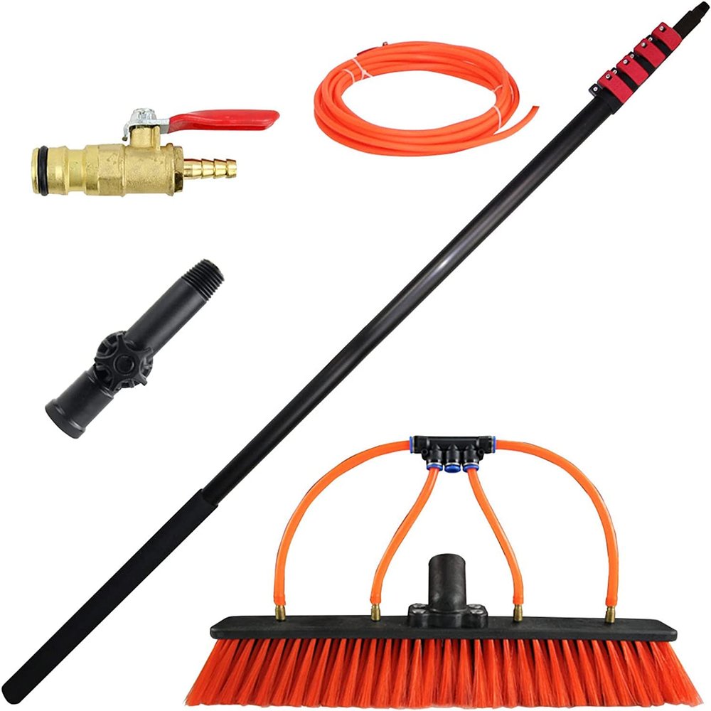 18FT Water Fed Pole Kit - Telescopic Window Cleaning Brush for Outdoor Use, Ideal for Conservatory Roofs, Solar Panel Cleaning, Extendable Cleaner for Efficient Window Maintenance