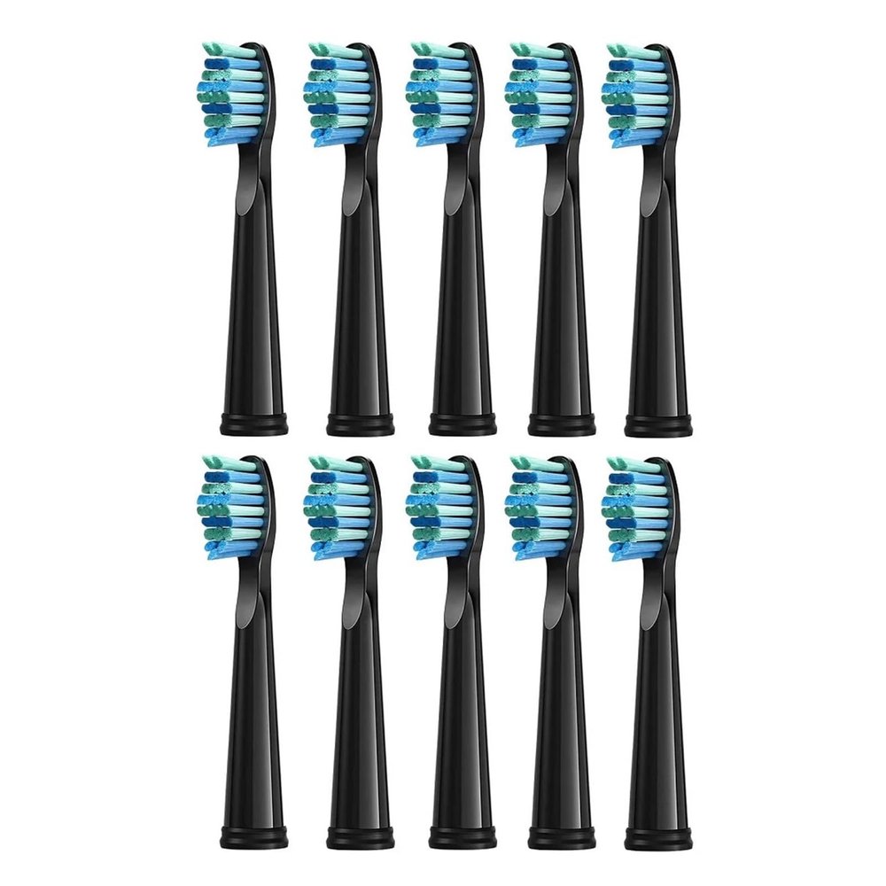 10 Pcs Replacement Brush HeadsCompatible for Seago/Fairywill Electric Toothbrush Head Bristle Refill Tooth Cleaning(10pcs Black)