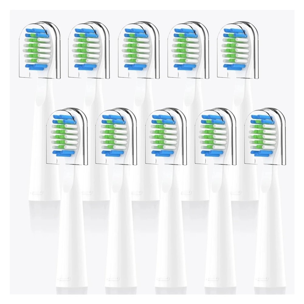 10PCS Compatible for Fairywill FW-E11 E10 E6 D7S Electric Toothbrush Replacement Brush Heads(10PCS White)