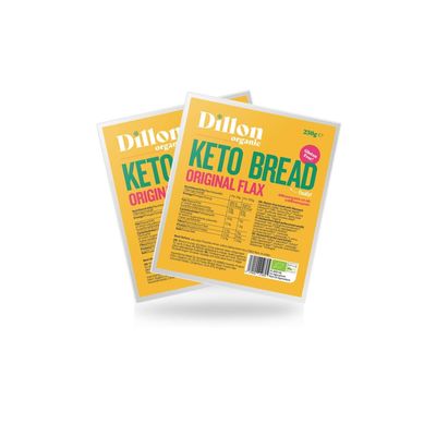 Dillon Organic Original Flax Keto Bread | Gluten-Free, Vegan, Low Sugar, High Fibre, Diabetic-Friendly, UPF Free - Unsliced, 250g (Pack of 2)