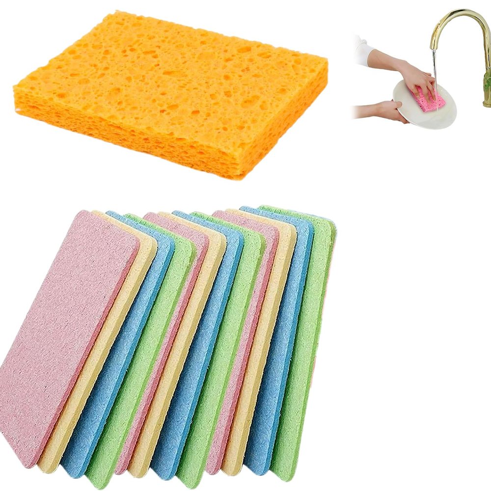 12 Pcs Eco-Friendly Pop-Up Sponges,Biodegradable Kitchen Sponge,Natural Cellulose, Eco Washing up Sponge for Dish,Household,Cookware, Bathroom