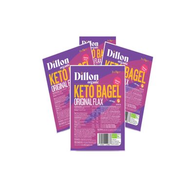 Dillon Organic Keto Bagel Original Flax | Gluten-Free, Vegan, Low Sugar, High Fibre, Diabetic-Friendly, High Omega-3, Seed Oil Free, UPF Free | 150 g - Pack of 4 (8 Bagels)